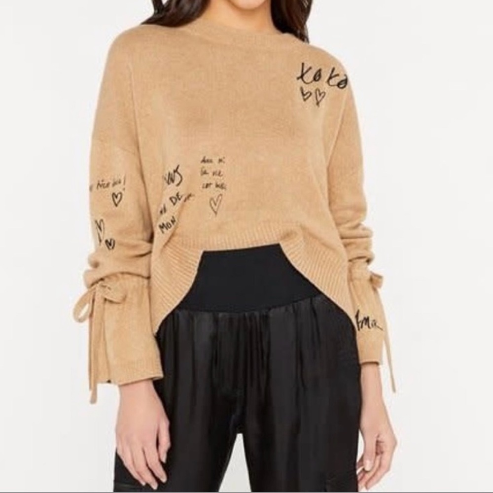 CINQ À SEPT JOSEPHINE EMBROIDERED PULLOVER SWEATER IN
NEUTRAL/CAMEL SIZE MED